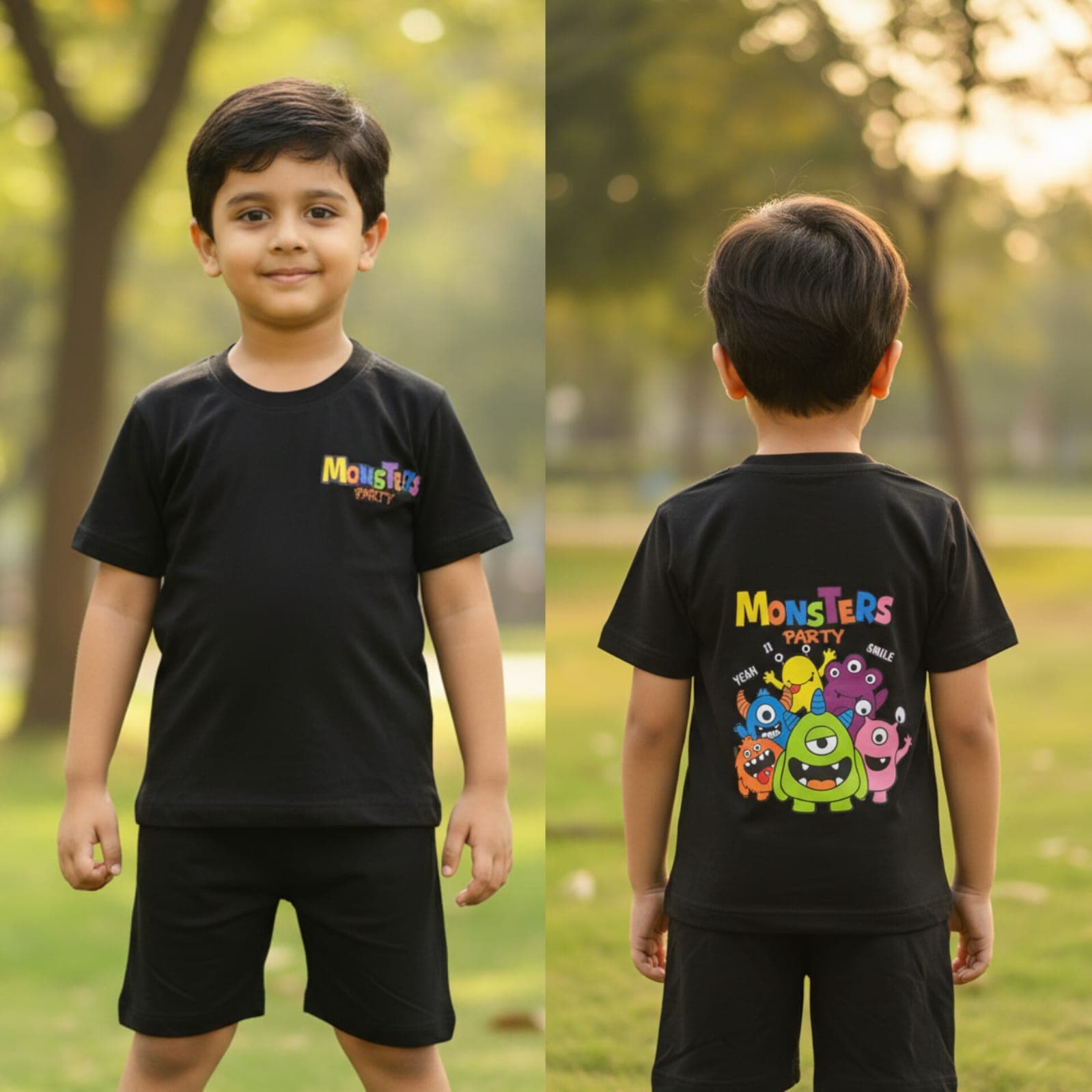 Monsters Party Co-ord Set in Black