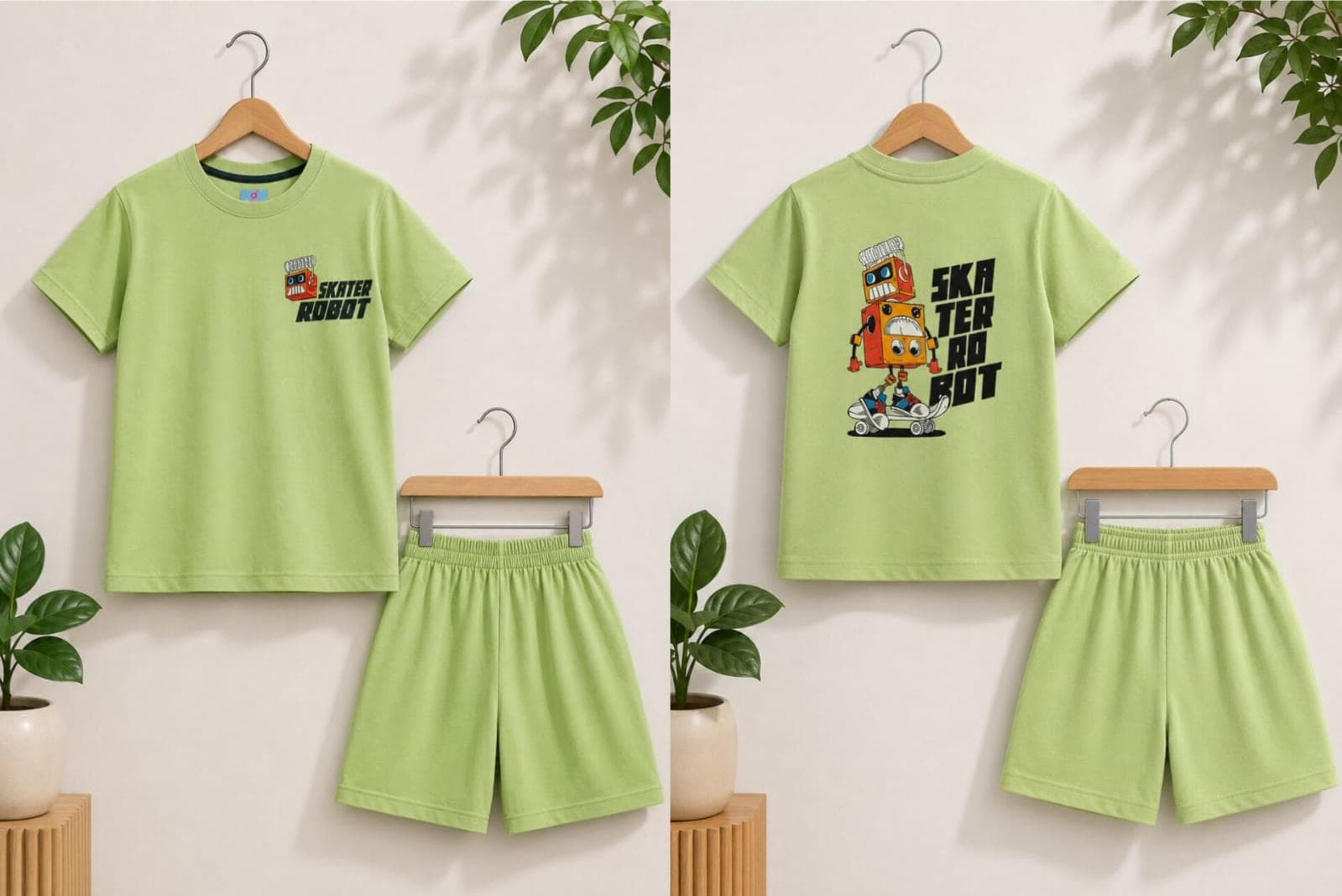 Skater Robot Co-ord Set in Green