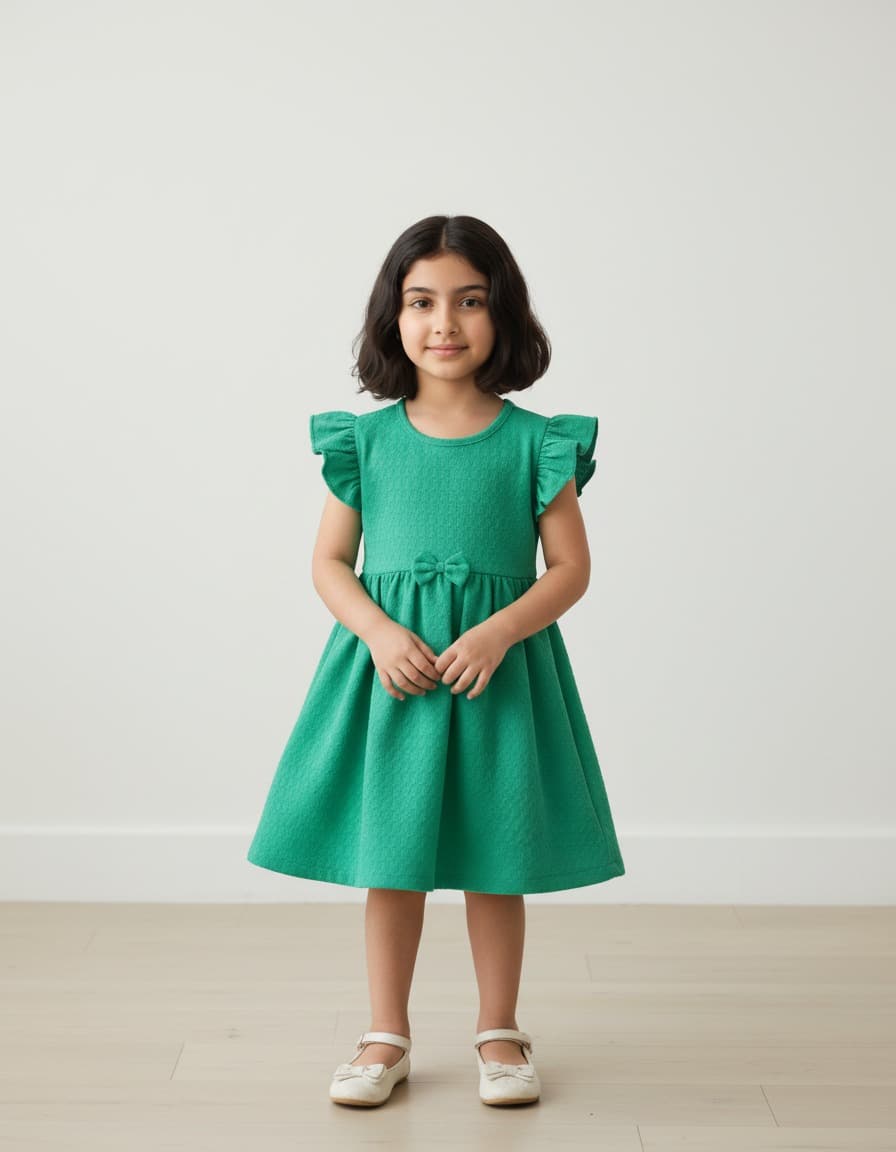 Flutter Sleeve Frock in Green