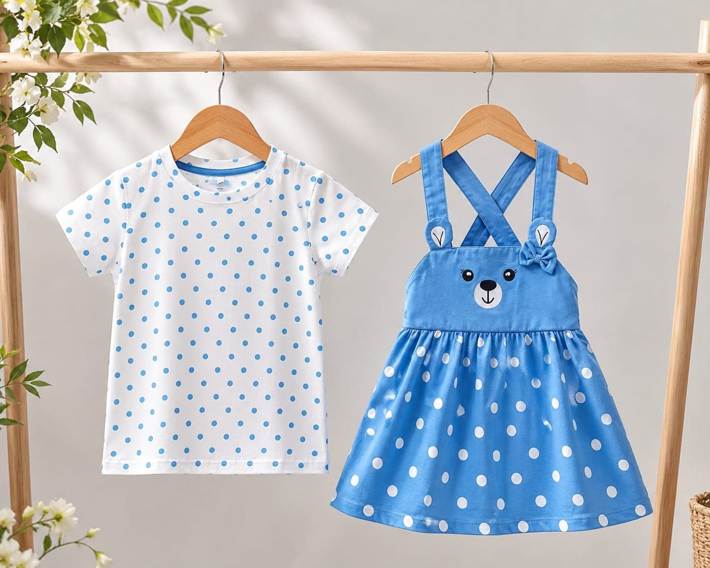 Teddy Pinafore Set in Blue