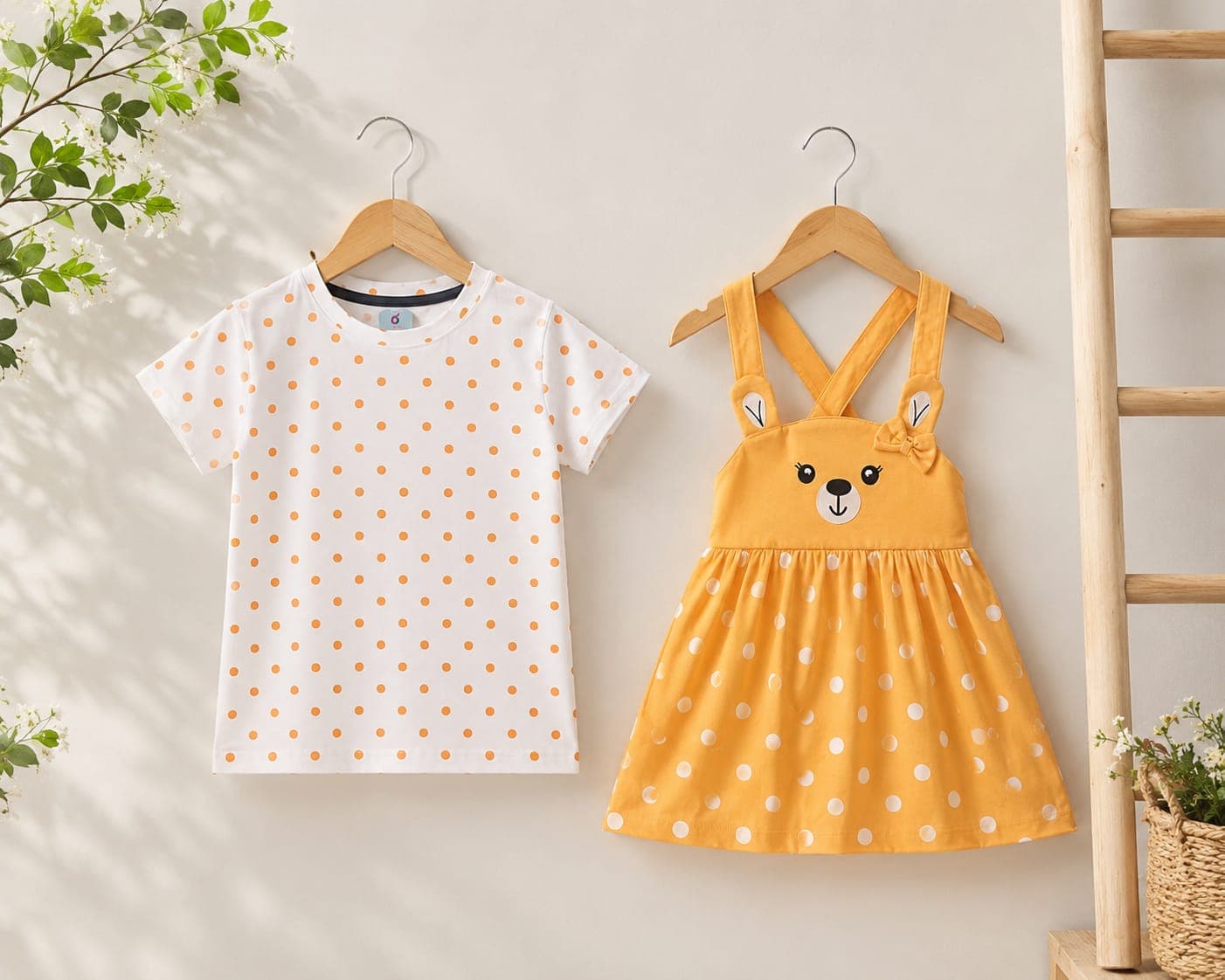 Teddy Pinafore Set in Orange