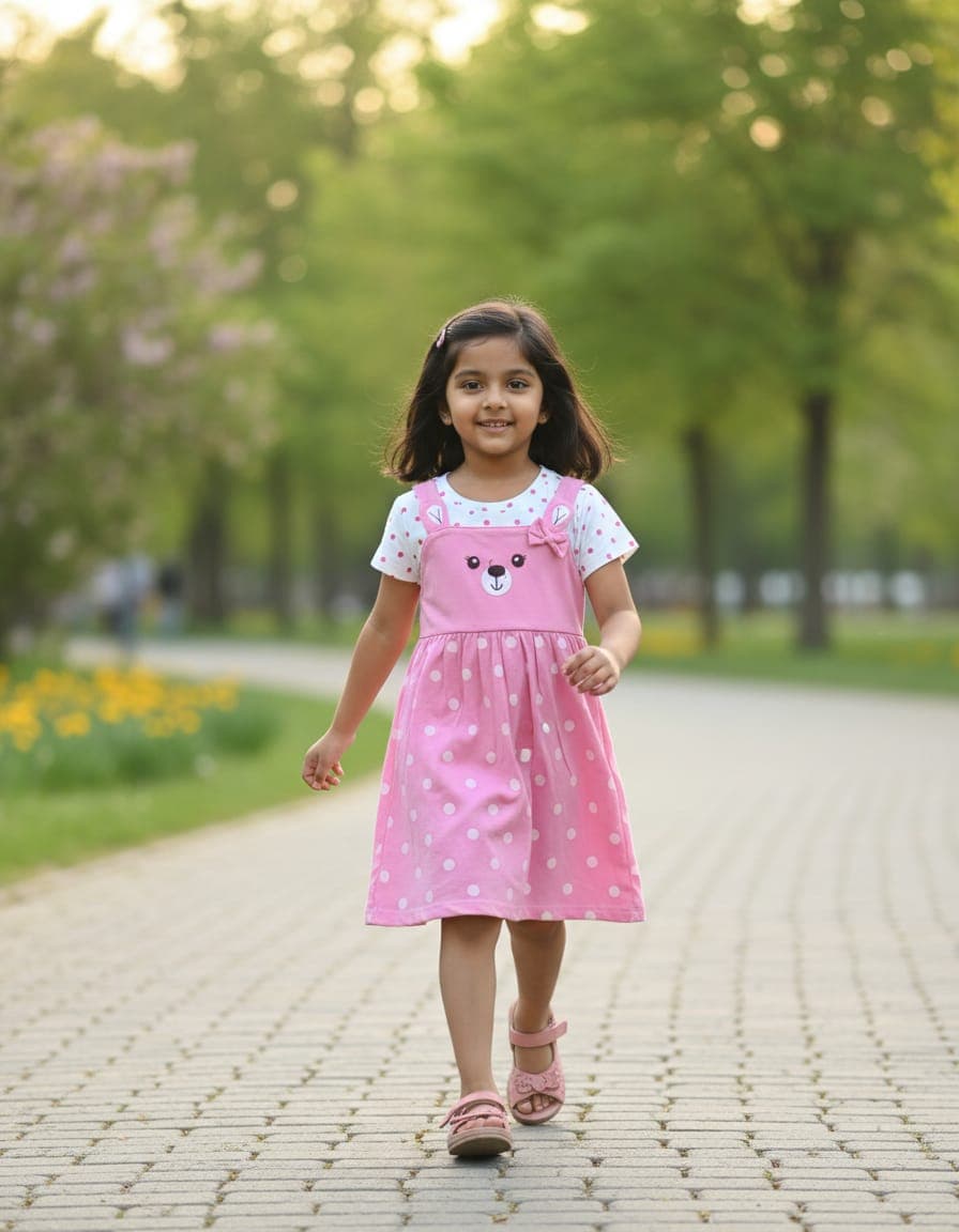 Teddy Pinafore Set in Pink