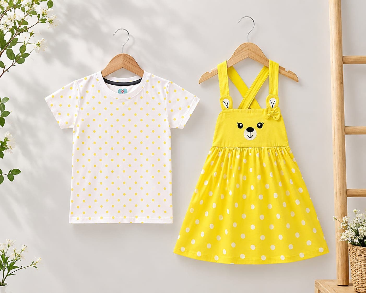 Teddy Pinafore Set in Yellow