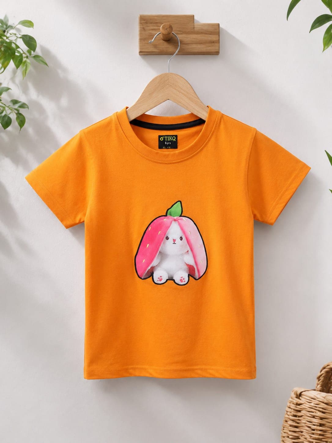 Strawberry Bunny Tee in Orange